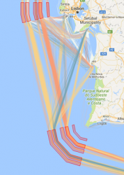 Maritime traffic off the continental coast of Portugal from three months of AIS data