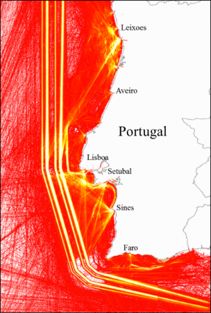 Maritime traffic off the continental coast of Portugal